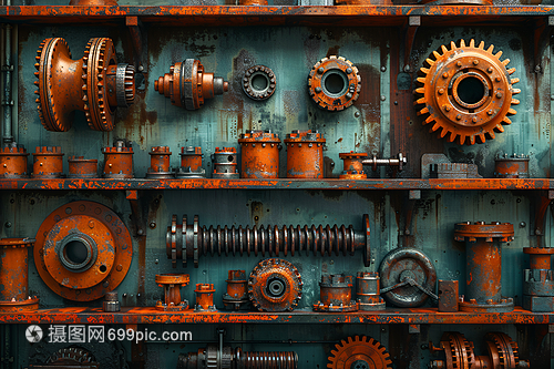 架子上的機械零件