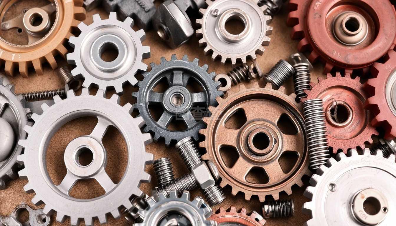 黑色背景上的機械元件.工業物體