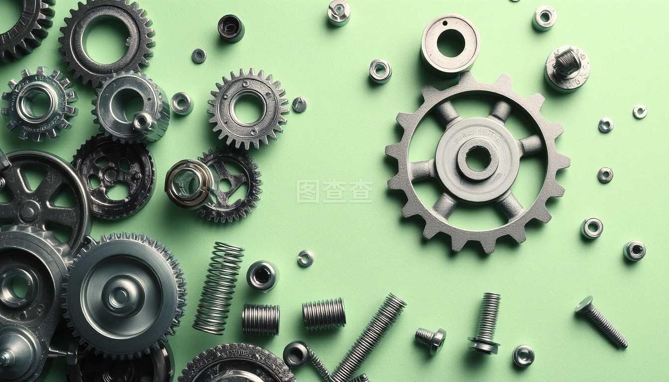 黑色背景上的機械元件.工業物體